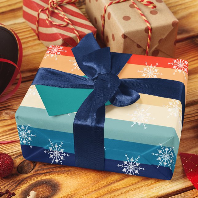Papier Cadeau Noël Retro les années 70 Stripes (Créateur téléchargé)
