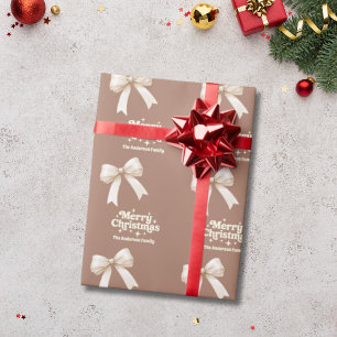 Papier Cadeau Noël rétro Mocha crème