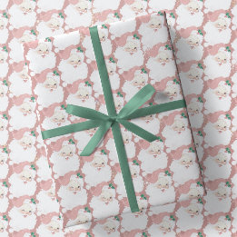 Papier Cadeau Noël Retro Pink Vintage Père Noël