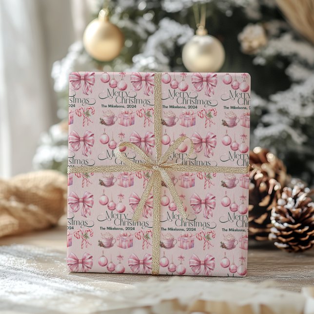 Papier Cadeau Noël rétro rose (Créateur téléchargé)