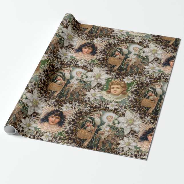 Papier Cadeau Noël romantique victorien (Déroulé)