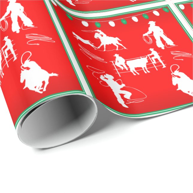 Papier Cadeau Noël Roping de rodéo de cow-girl occidentale de (Coin rond)