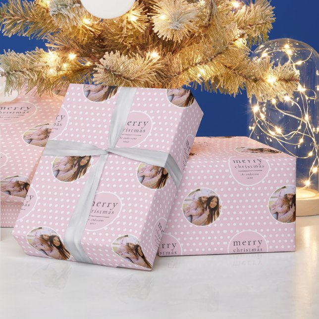 Papier Cadeau Noël rose Fille mignonne moderne (Vacances)