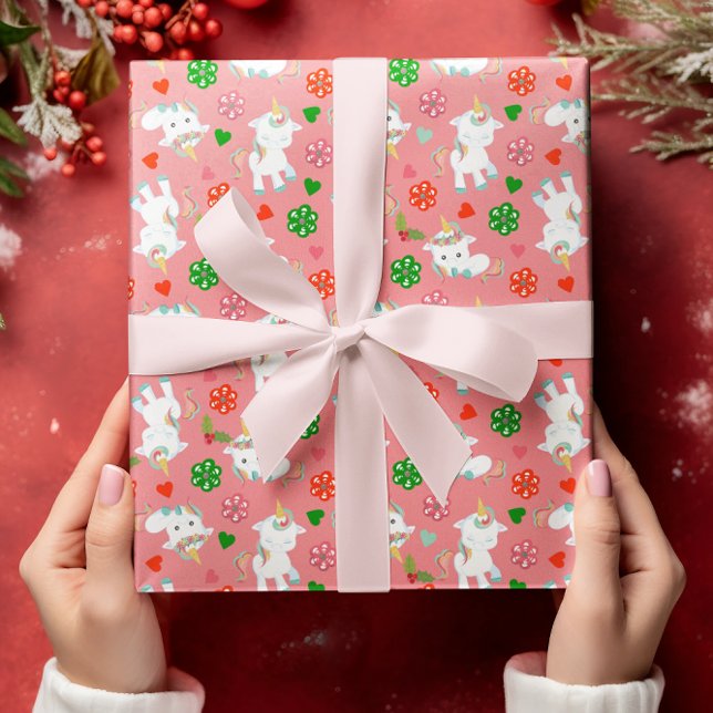 Papier Cadeau Noël rose Unicorne (Créateur téléchargé)