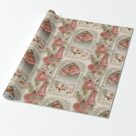 Papier Cadeau Noël rose vintage