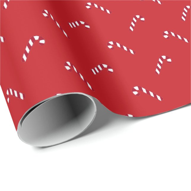 Papier Cadeau Noël rouge blanc moderne mignon sucre de canne mot (Coin rond)