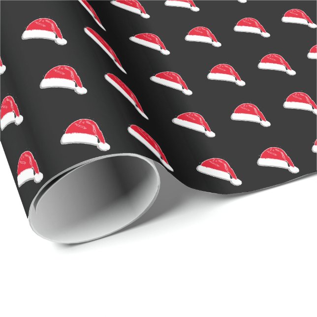 Papier Cadeau Noël rouge blanc noir Père Noël motif mignon (Coin rond)
