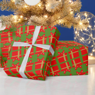 Papier Cadeau Noël Rouge boîte cadeau vert