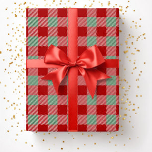 Papier Cadeau Noël Rouge Buffalo vert Plaid Motif