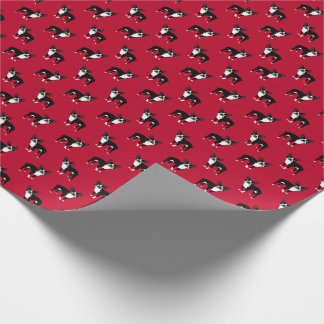 Papier Cadeau Noël rouge chien de Boston Terrier