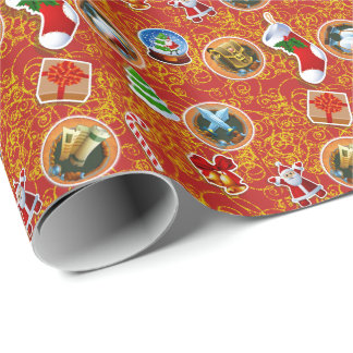 Papier Cadeau Noël rouge de geek