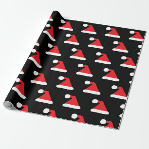 Papier Cadeau Noël rouge de motif de casquette de Père Noël