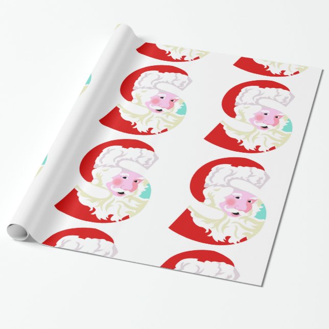 Papier Cadeau Noël Rouge et Blanc Père Noël (Déroulé)