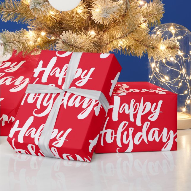Papier Cadeau Noël Rouge Joyeuses Fêtes Jours Saints Religieux (Vacances)