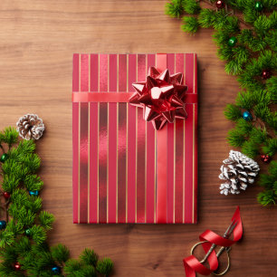 Papier Cadeau Noël Rouge Satin Métallo Élégant Assez brillan