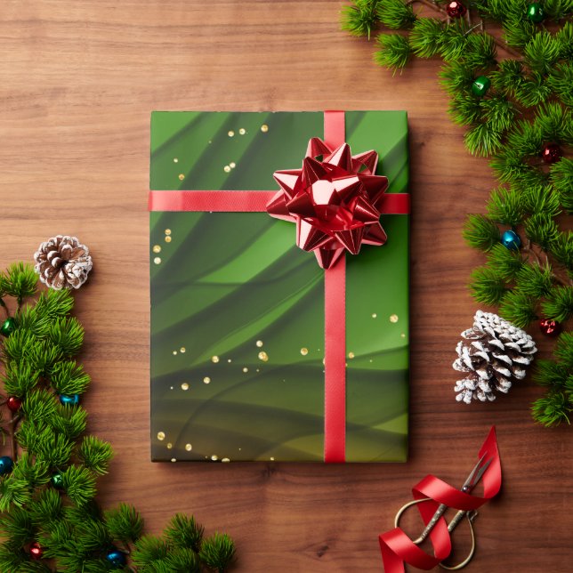 PAPIER CADEAU NOËL ROUGE VERT & OR ABSTRAIT SWIRLS (Cadeau de vacances)