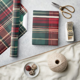 Papier Cadeau Noël Rouge Vert Plat