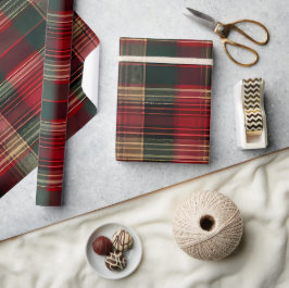 Papier Cadeau Noël Rouge Vert Plat