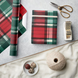 Papier Cadeau Noël Rouge Vert Plat