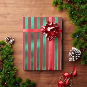 Papier Cadeau Noël Rouge & Vert Satin Velours Métallo Joli