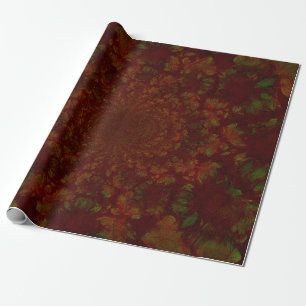 Papier Cadeau Noël Rouge Vert vacances Floral Design élégant