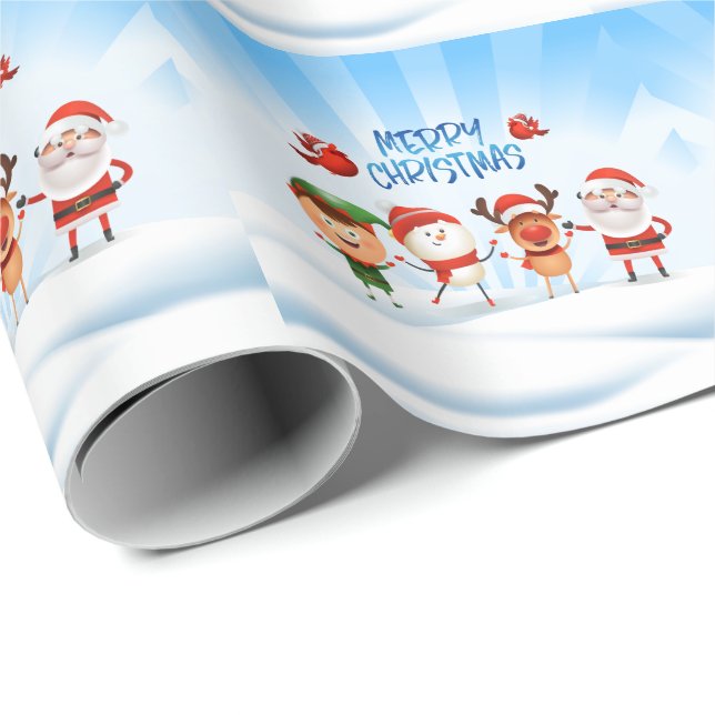 Papier Cadeau Noël Rudolf Le renne et les amis (Coin rond)
