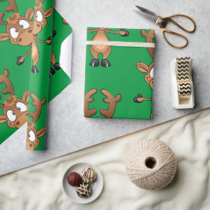 Papier Cadeau Noël Rudolph Red Nez Reindeer