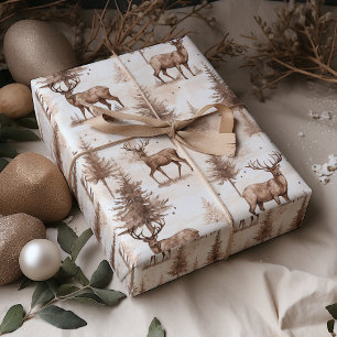 Papier Cadeau Noël Russe Brown Reindeer