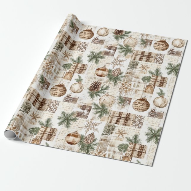 Papier Cadeau Noël rustique (Déroulé)