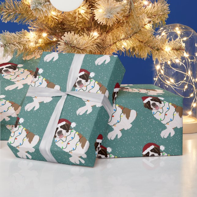 Papier Cadeau Noël Saint Bernard (Vacances)