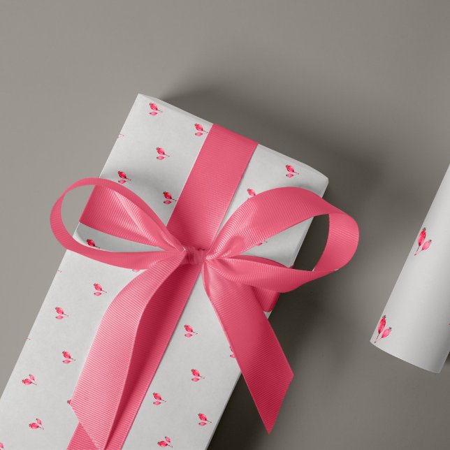 Papier Cadeau Noël sainte baies motif gris rose cadeau (Pink ribbon can be purchased separately - please see the collection)