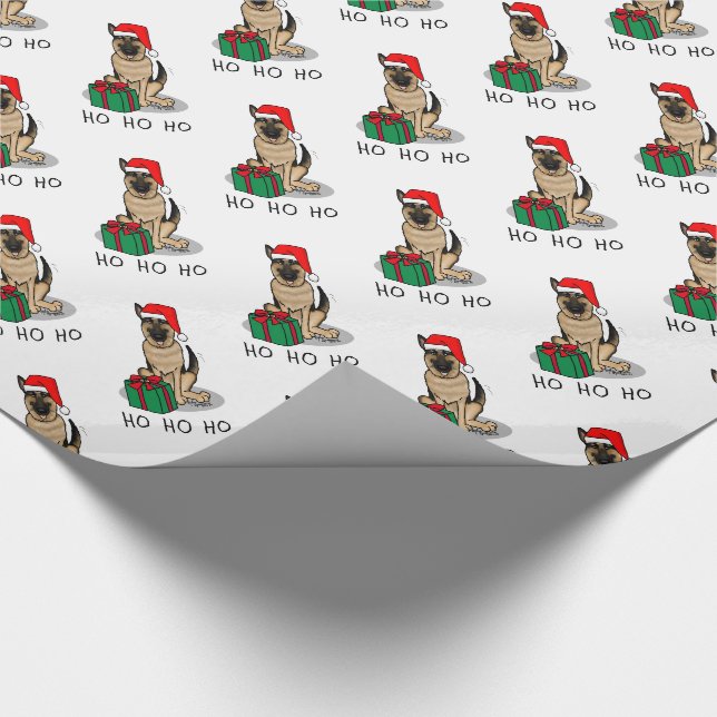 Papier Cadeau Noël Santa Hat Allemand Berger Chien mignonne (Coin)