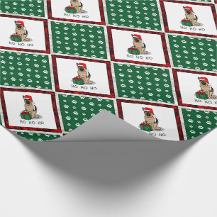 Papier Cadeau Noël Santa Hat Allemand Berger Chien mignonne