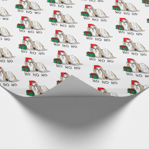 Papier Cadeau Noël Santa Hat Chih Tzu (blanc tan) Chien mignonne