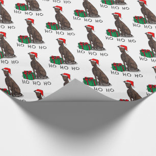 Papier Cadeau Noël Santa Hat Greyhound Chien (brindle) mignonne