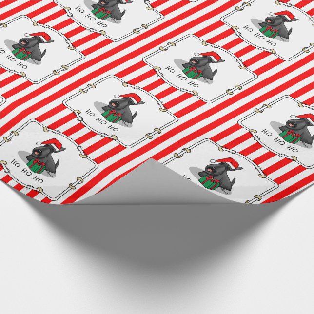 Papier Cadeau Noël Santa Hat Scottish Terrier (noir) mignonne (Coin)