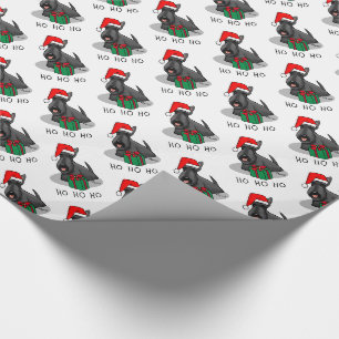 Papier Cadeau Noël Santa Hat Scottish Terrier (noir) mignonne