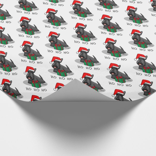 Papier Cadeau Noël Santa Hat Scottish Terrier (noir) mignonne (Coin)