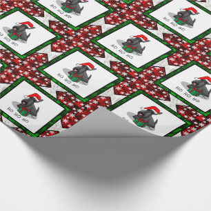 Papier Cadeau Noël Santa Hat Scottish Terrier (noir) mignonne
