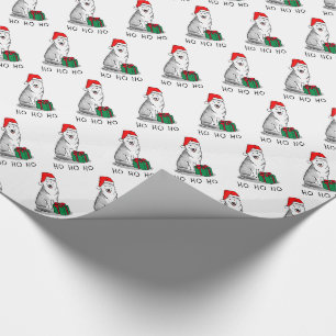Papier Cadeau Noël Santa Hat Sibérien Husky (argent) mignonne