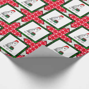 Papier Cadeau Noël Santa Hat Sibérien Husky (argent) mignonne