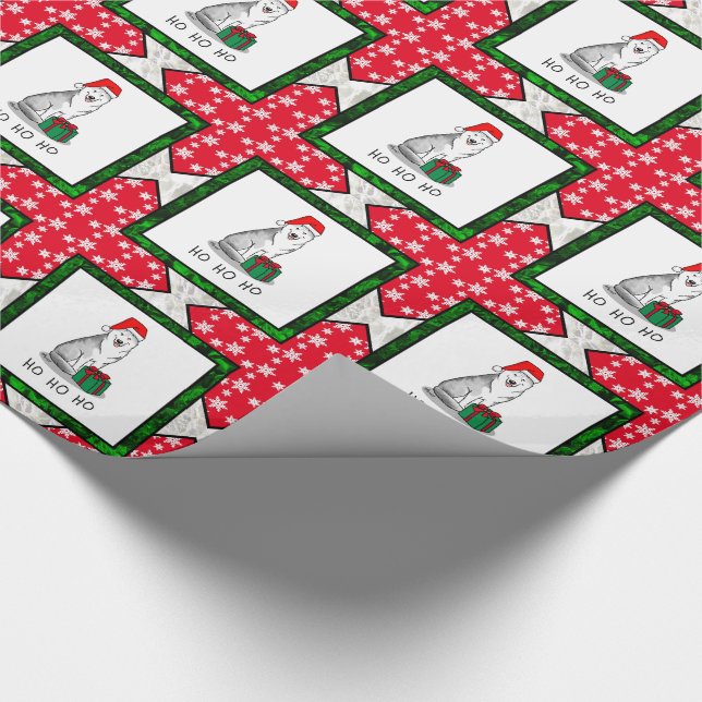Papier Cadeau Noël Santa Hat Sibérien Husky (argent) mignonne (Coin)