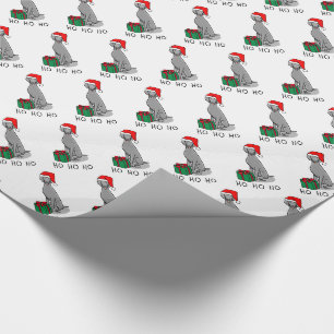Papier Cadeau Noël Santa Hat Weimaraner Chien (gris 1) mignon