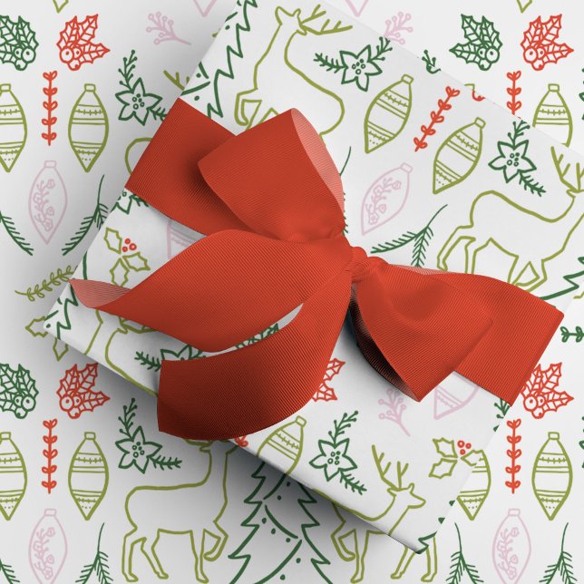 Papier Cadeau Noël scandinave (Scandinavian Christmas festive holiday gift wrapping paper.)