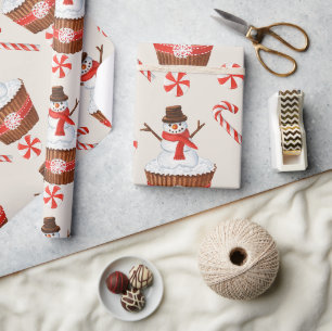 Papier Cadeau Noël Snowman Cupcake