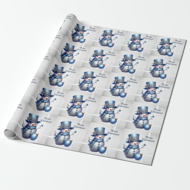 Papier Cadeau Noël Snowman Élégant Vacances d'hiver (Déroulé)