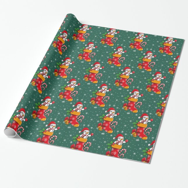 Papier Cadeau Noël Snowman Sucre de canne  Motif (Déroulé)