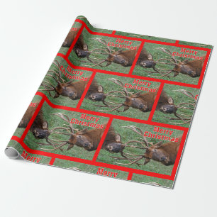 Papier Cadeau Noël Sparring drôle d'élans de Taureau Joyeux
