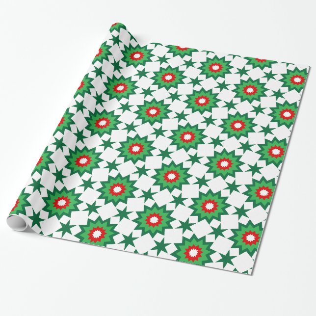 Papier Cadeau Noël Starburst géométrique (Déroulé)