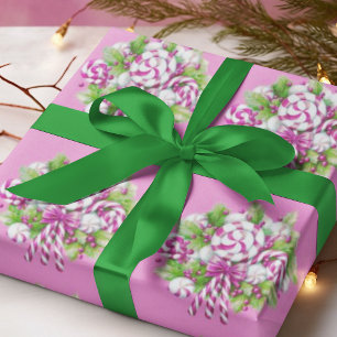 Papier Cadeau Noël sucre de canne violet et rose